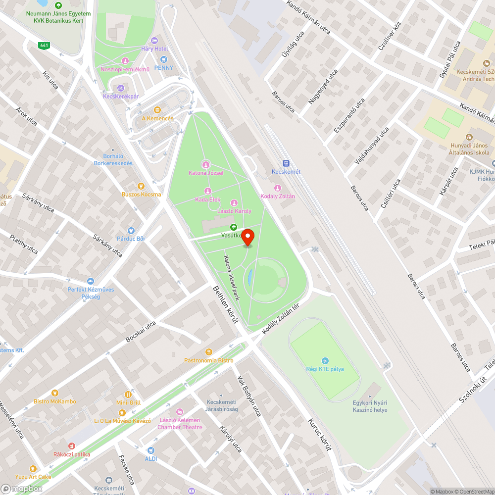 Balesetveszélyes játszótér a Katona József parkban bejelentés helye