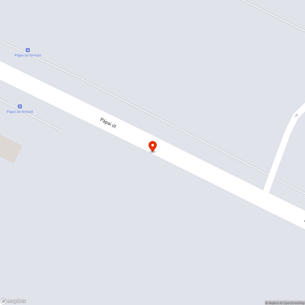 Kátyúk a Pápai úton, a lakott terület tábla közelében bejelentés helye