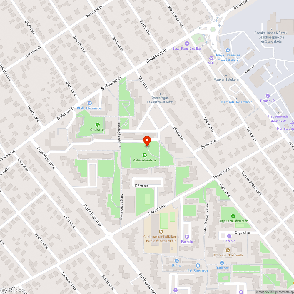 Szemét és üvegszilánk bejelentés helye