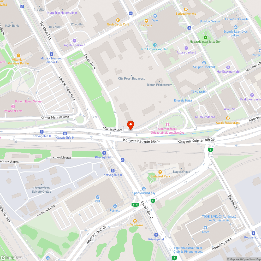 IX. kerület Máriássy utca, Közvágóhíd lezárt kerékpárút szakasz, megoldatlan forgalomtechnika bejelentés helye