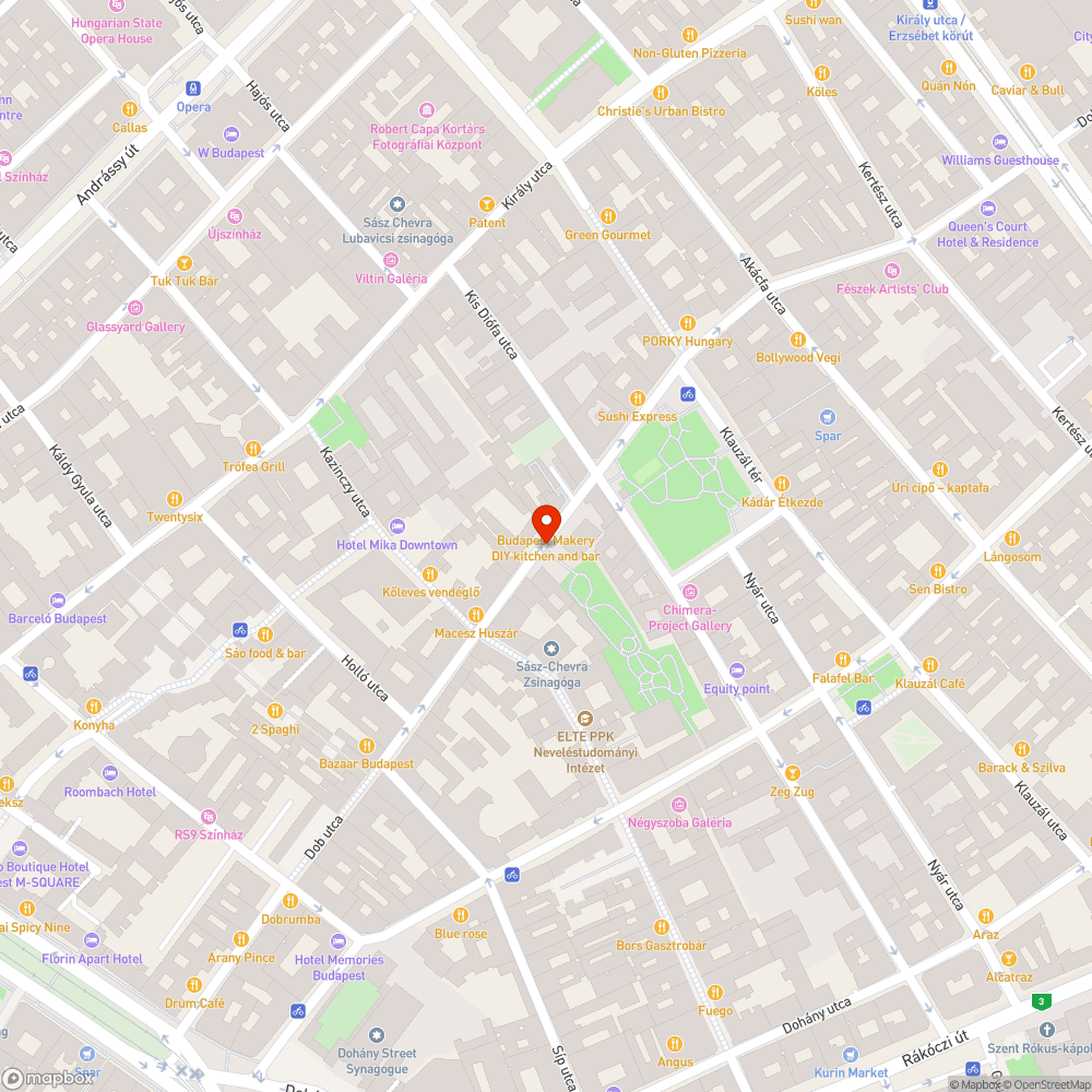 Dob utcai beszakadt csatornafedő bejelentés helye