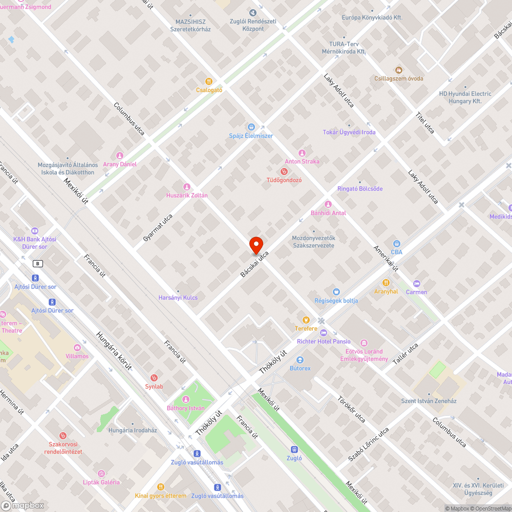 Elhagyott autó a Columbus utcában bejelentés helye