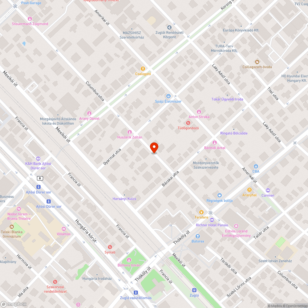 Elhagyott autó a Columbus utcában bejelentés helye