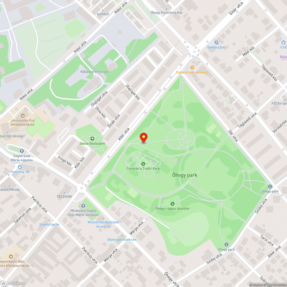 kiégett izzók az Óhegy parkban bejelentés helye