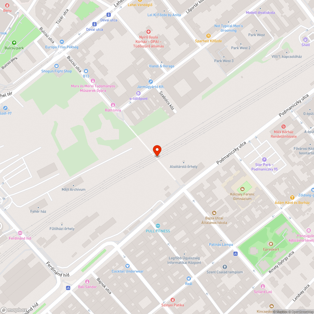 Podmaniczky utca - Szabolcs utca közötti aluljáró graffitis és világítása ~ 30%-ban hiányos bejelentés helye