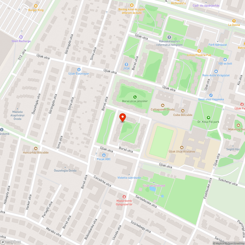 Kátyús út és parkoló bejelentés helye