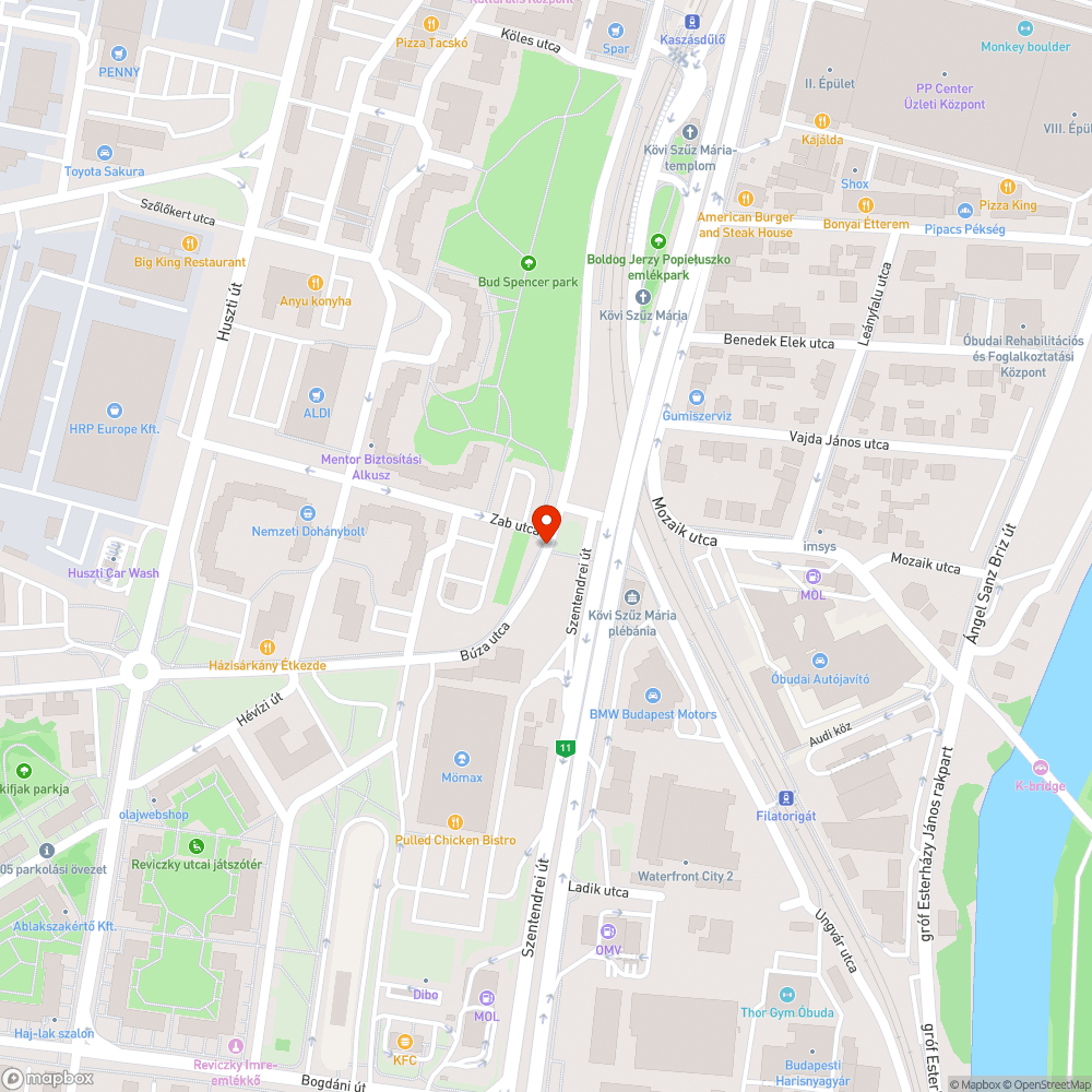 Búza utcai kátyúk bejelentés helye