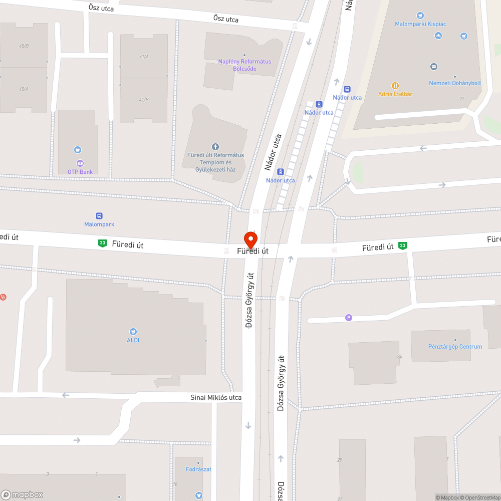 Debrecen, Füredi út - Dózsa Gy. úti kereszteződésnél a kerékpárút egy szintre hozása az úttesttel. bejelentés helye