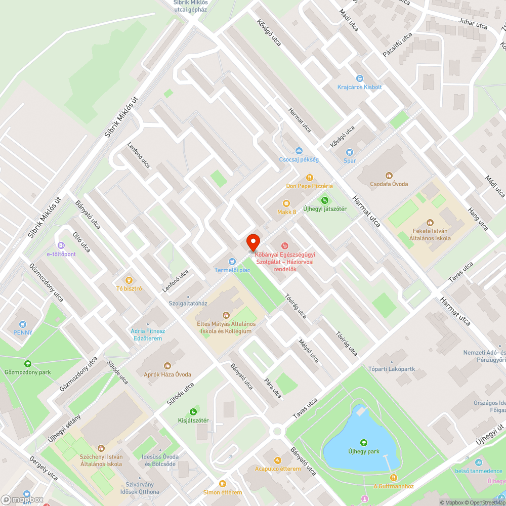 Kiszáradt facsemete a felújított Újhegyi sétányon bejelentés helye