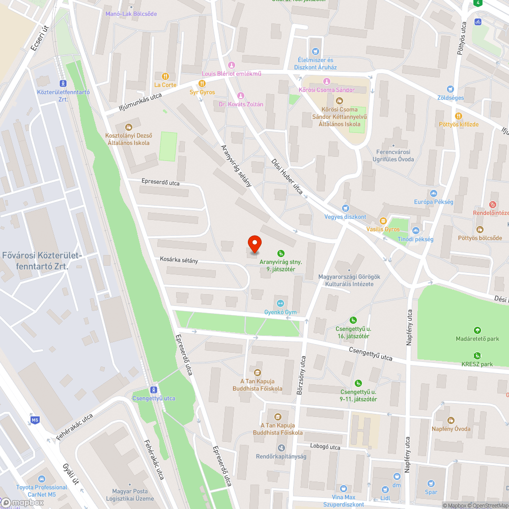 Törött pad bejelentés helye