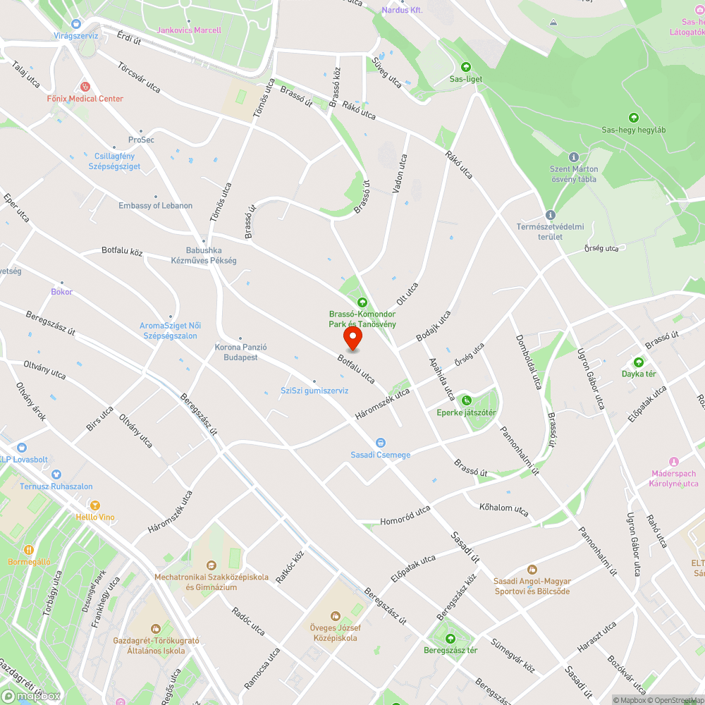 1112. Botfalu utca 13. építési terület bejelentés helye