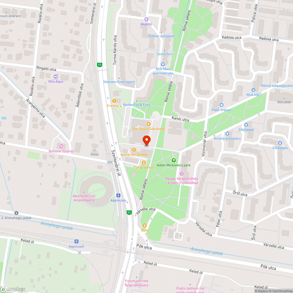 Sérült pad a Római téren bejelentés helye