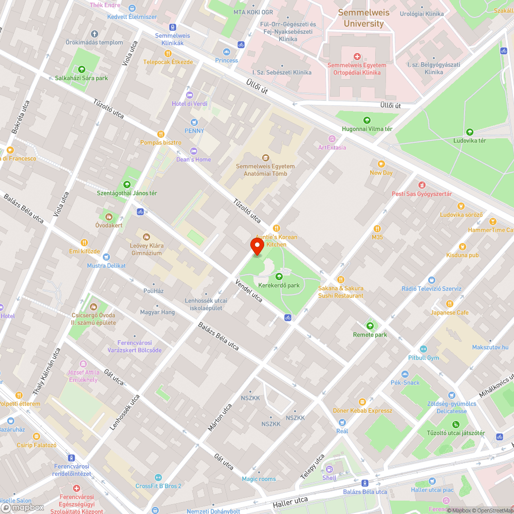 Megcsonkított fák a Kerekerdő park körül bejelentés helye