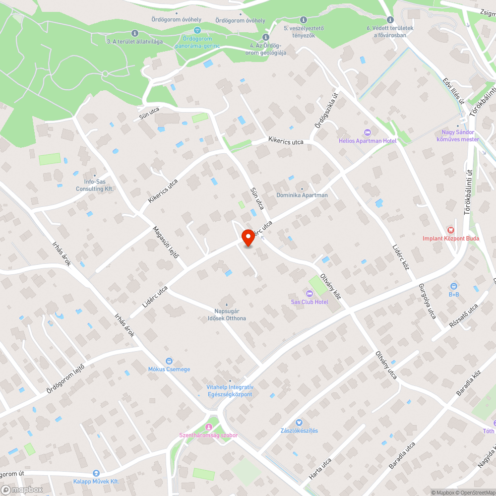 BP. XII. Lidérc utca 28. Életveszélyes gyalogos közlekedés bejelentés helye