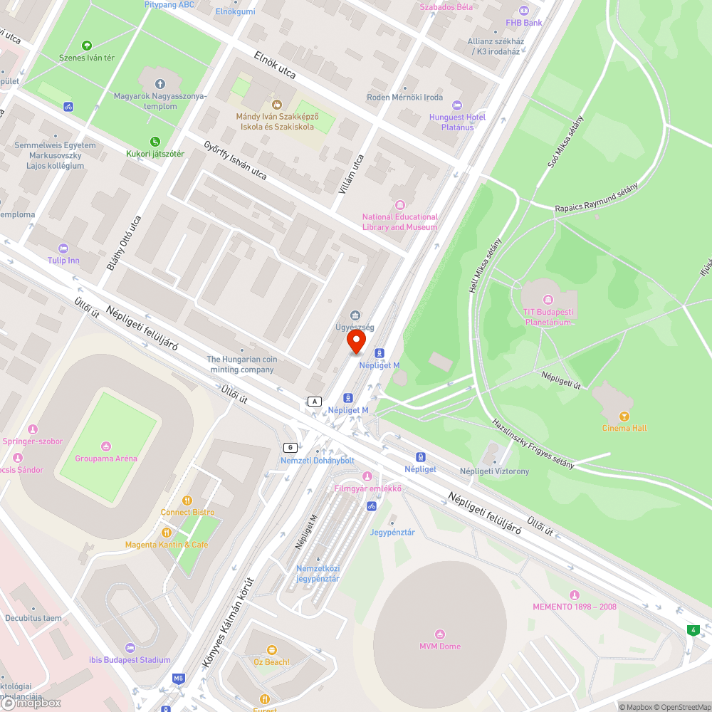 Népliget villamosmegálló bejelentés helye