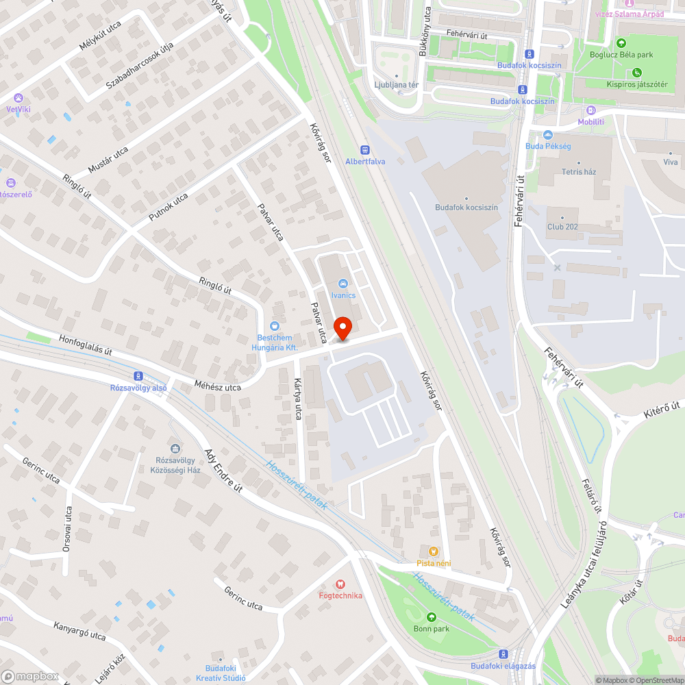 Mély kátyú a Méhész utcában 2 bejelentés helye