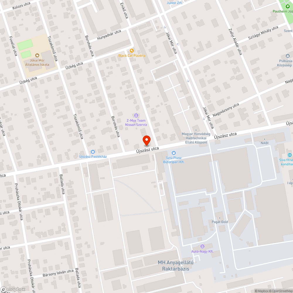 Süllyedő burkolat (Újszász utca) bejelentés helye