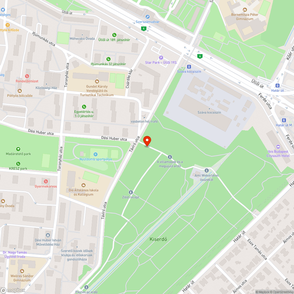 Szemét a Kiserdõben bejelentés helye