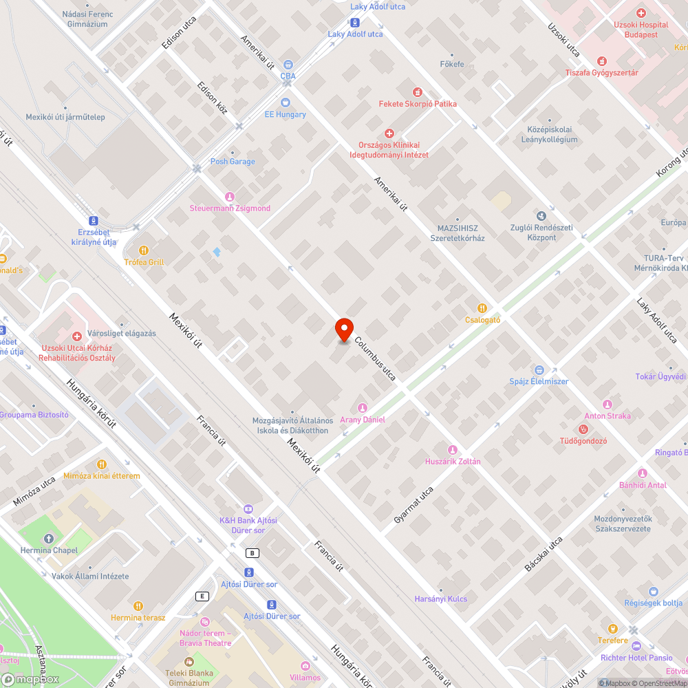 Beszakadt úttest a Colombus utcában bejelentés helye