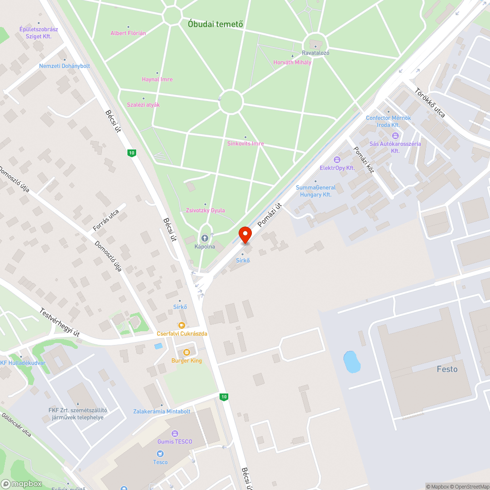 Parkolás szabályozása az óbudai temetőnél bejelentés helye