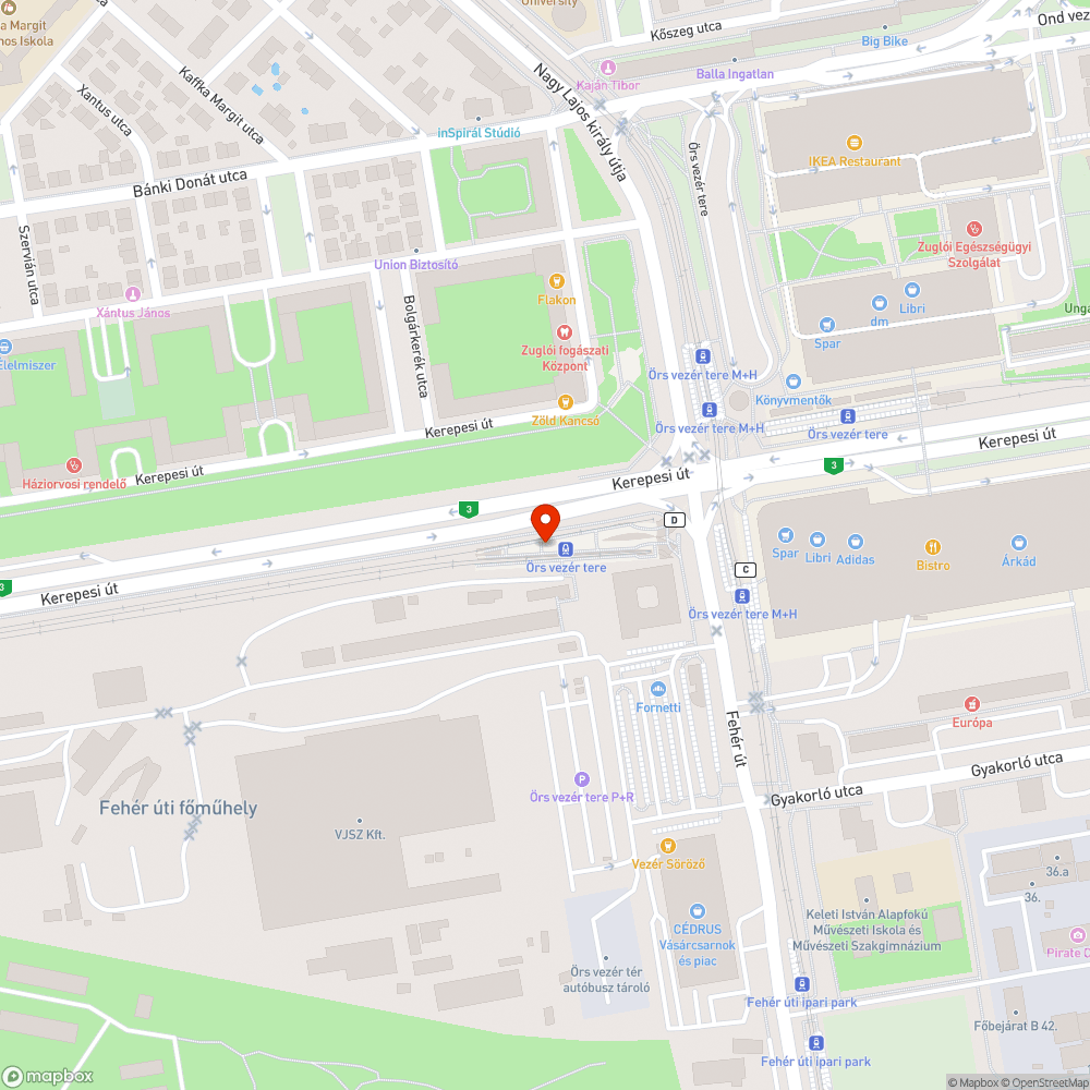 Törött üveg Örs vezér terén bejelentés helye