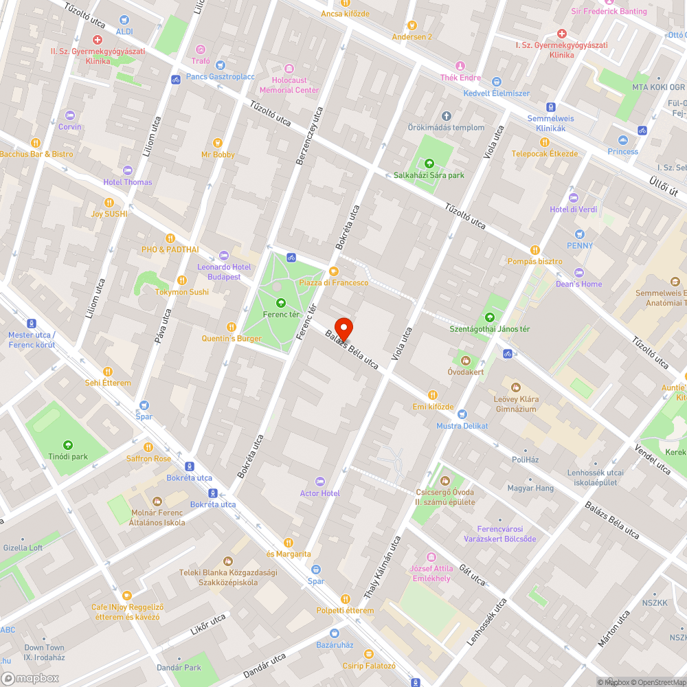 Balázs Béla utca bűzölgő kutyafuttató bejelentés helye