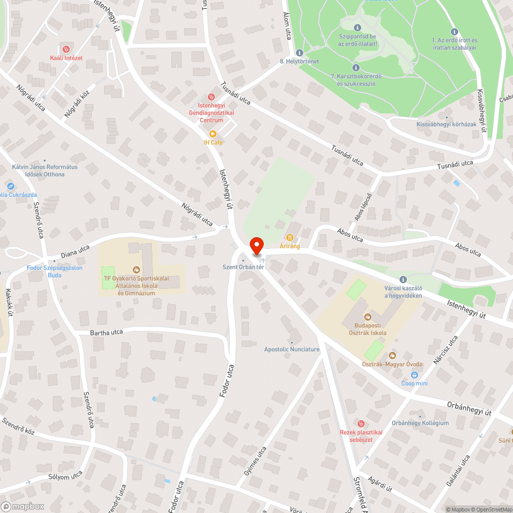 Megdönött poller az Orbán téren bejelentés helye