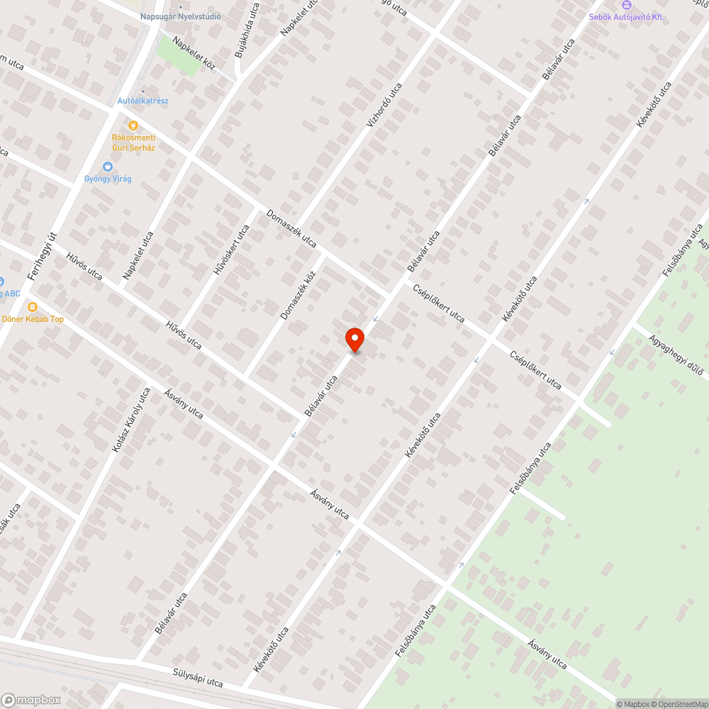 Bélavár utca kátyúi bejelentés helye