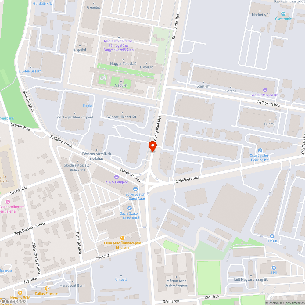 Kátyúk a Kunigunda útján bejelentés helye