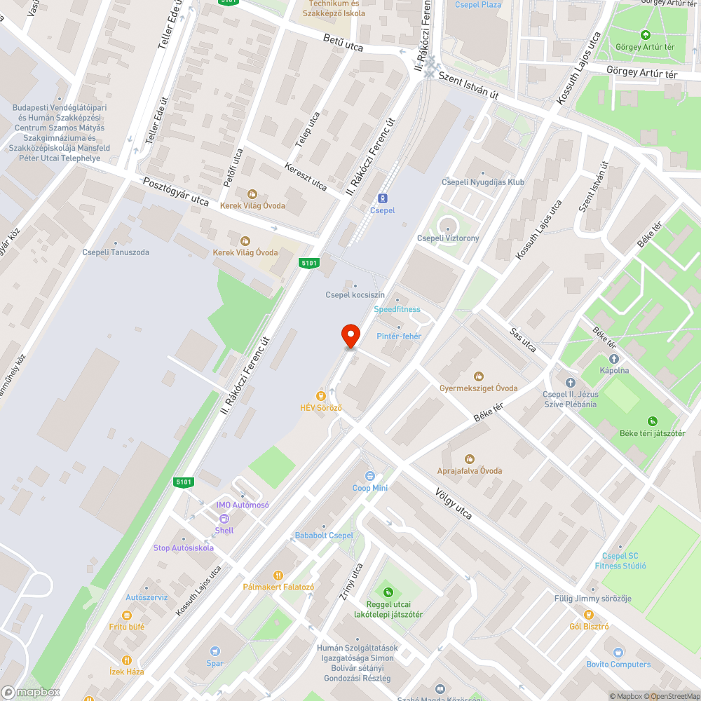 Csepel - Baross utca - gaz, szemét bejelentés helye