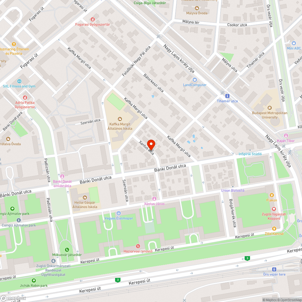 Xantus utca parkolás bejelentés helye