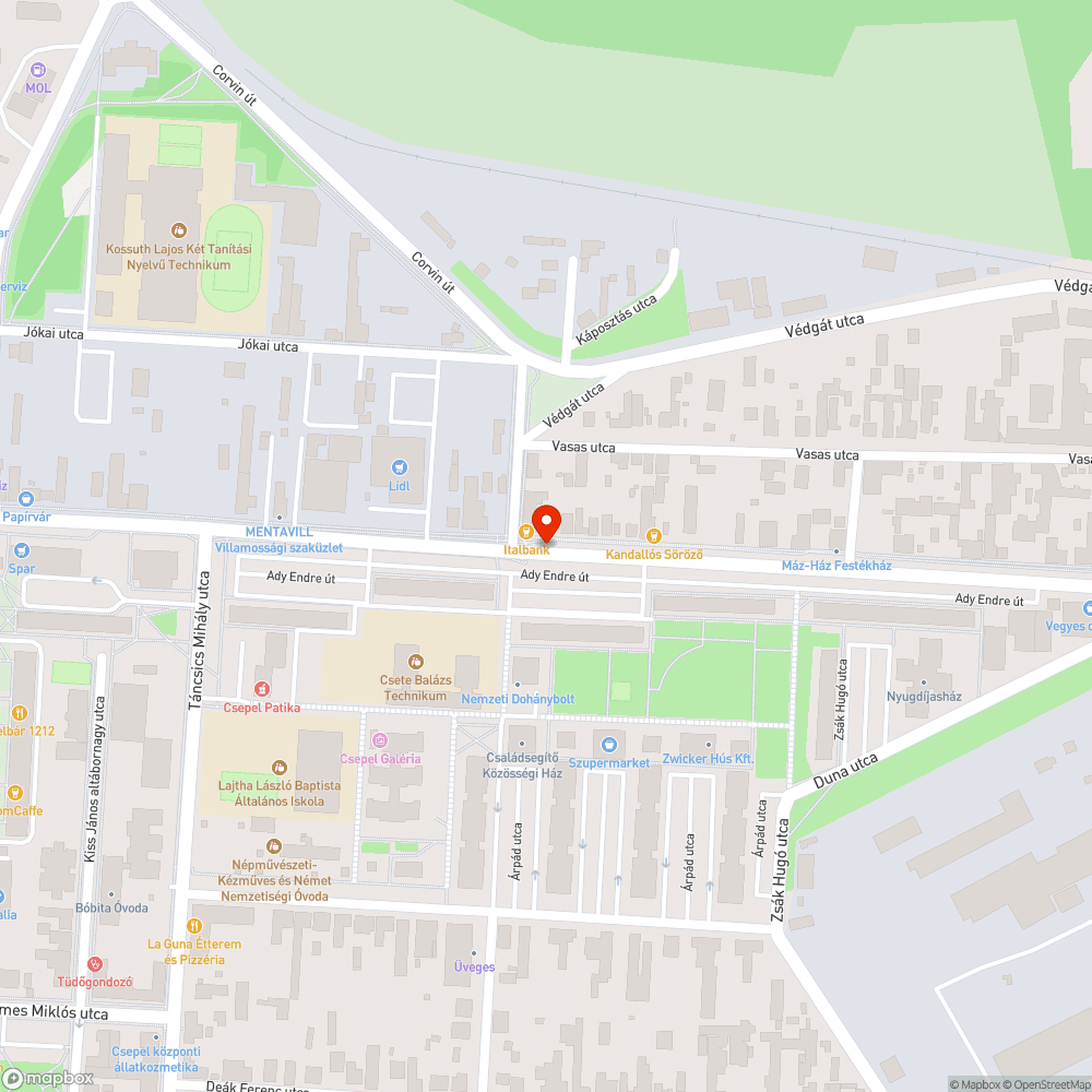 Csepel - Védgát utca (buszmegálló: 35, 36, 148, 15; É948), törött kuka, szemét bejelentés helye