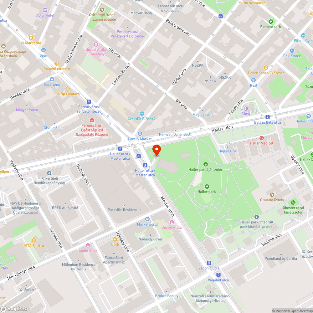 Haller utca-Mester utca sarkán szemétkupac bejelentés helye