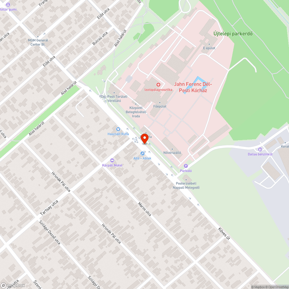 Megrongált utasváró - Jahn Ferenc Kórház bejelentés helye