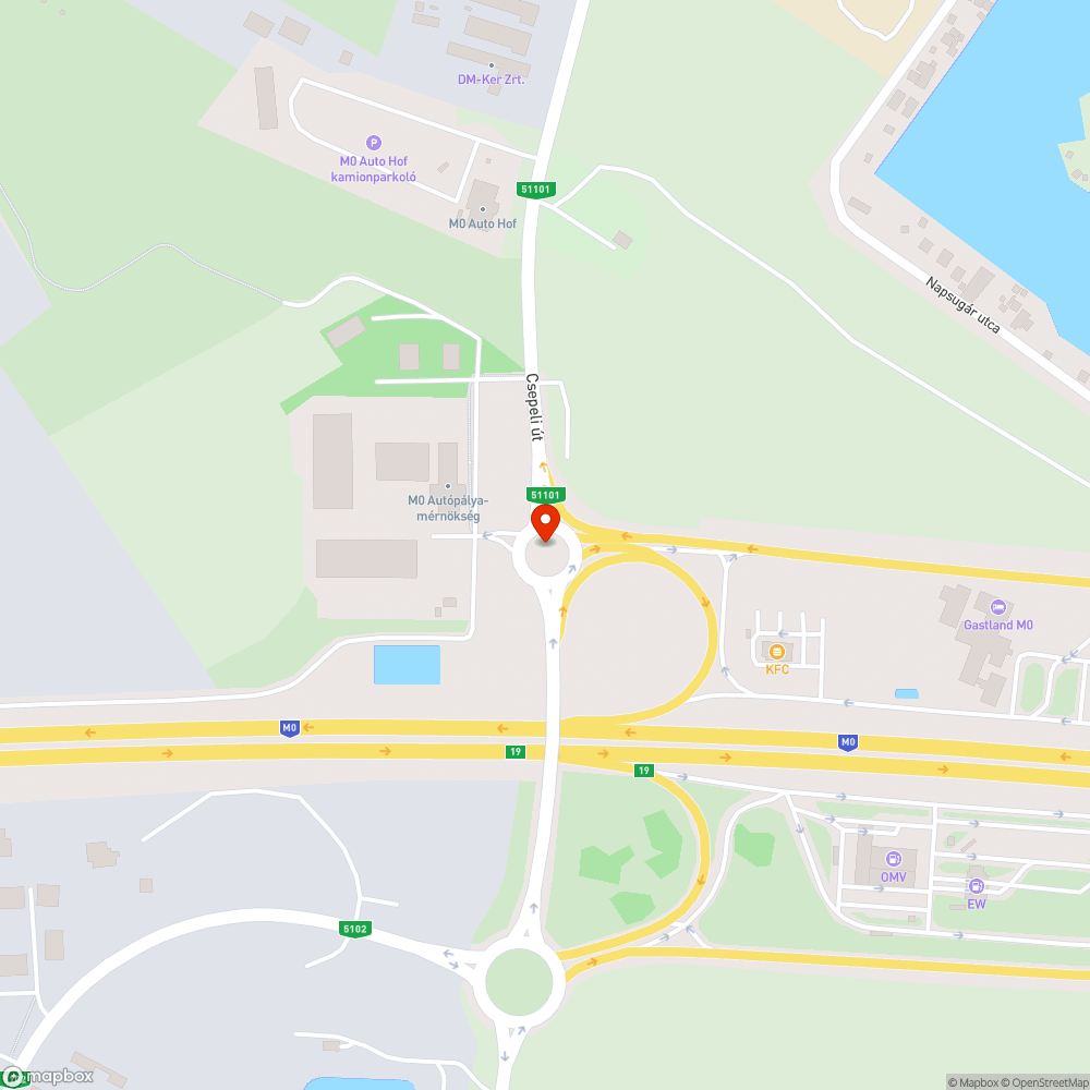 Hiányzó felfestés a csepeli úton az M0-ás felhajtónál bejelentés helye