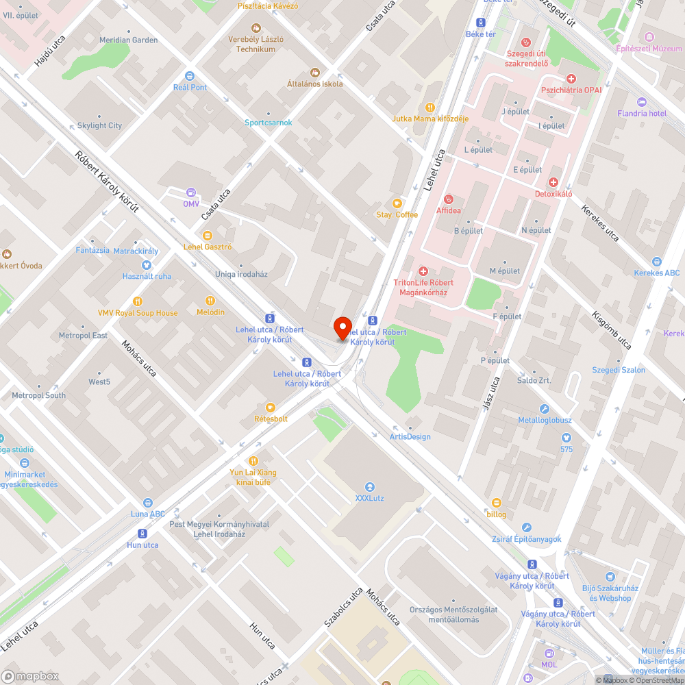 13. kerület Lehel út - Róbert Károly krt sarok, a béke tér felől - Új forgalmi sávok. Dugó bejelentés helye