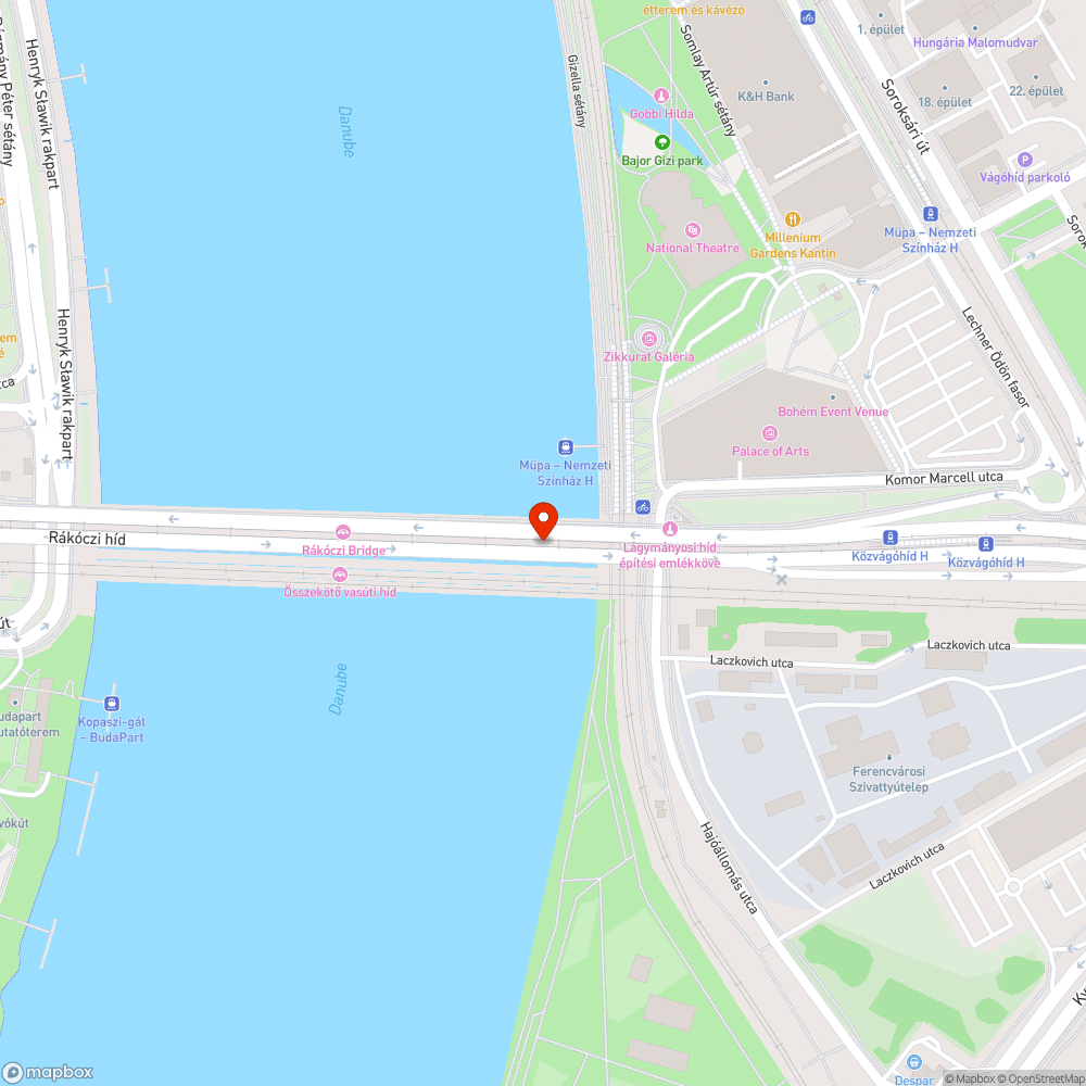 Rákóczi hídon üvegszinlánkok bejelentés helye