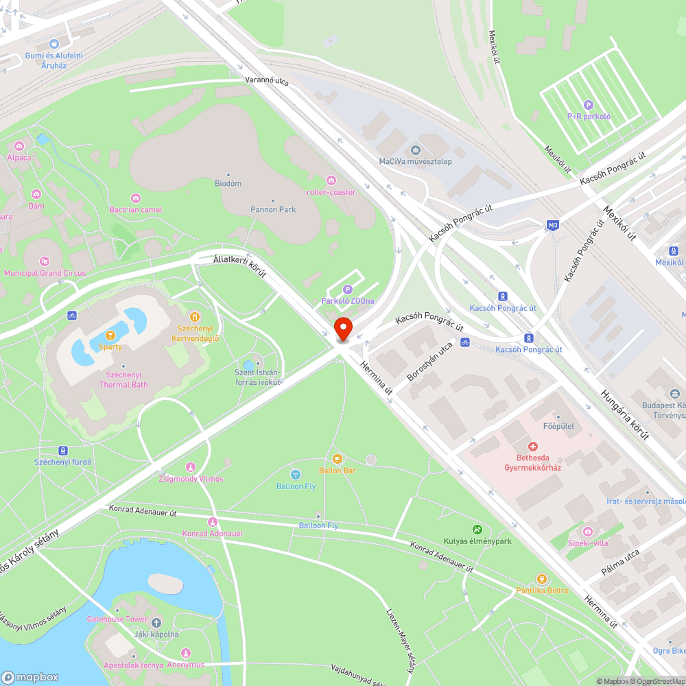 Kacsóh Pongrác # Kós Károly sétány kátyú bejelentés helye