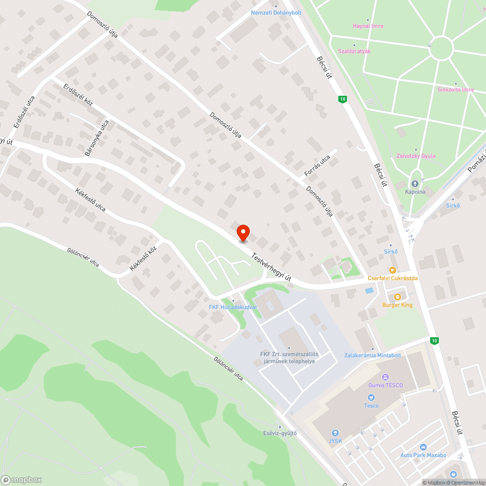 Kátyú, úthibák a Testvérhegyi úton bejelentés helye