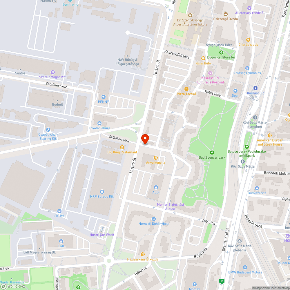 Kátyúval súlyosbított fekvőrendőr bejelentés helye