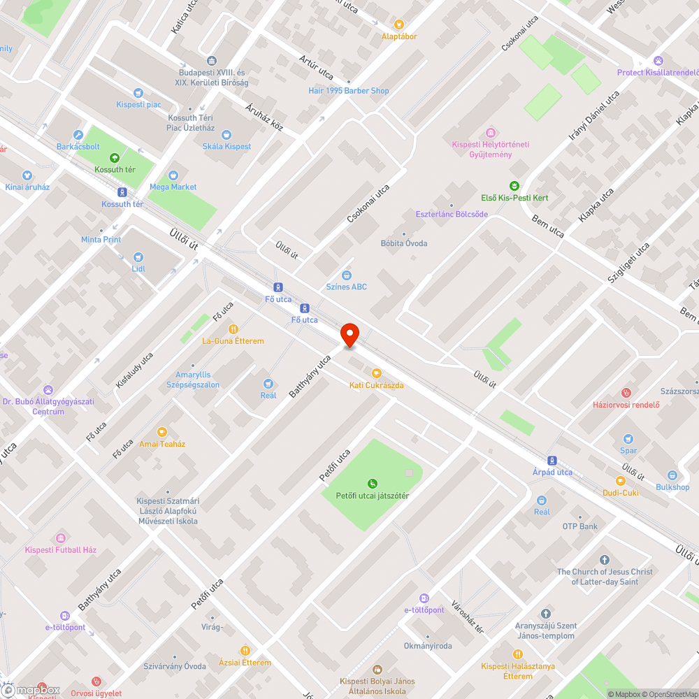 Kipusztult fa pótlása a Batthyány utca-Üllői út kereszteződésében bejelentés helye