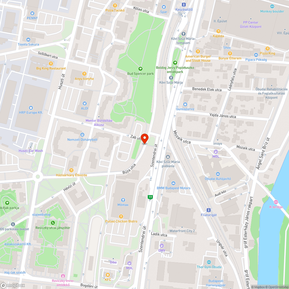 Buza utcai kátyú bejelentés helye