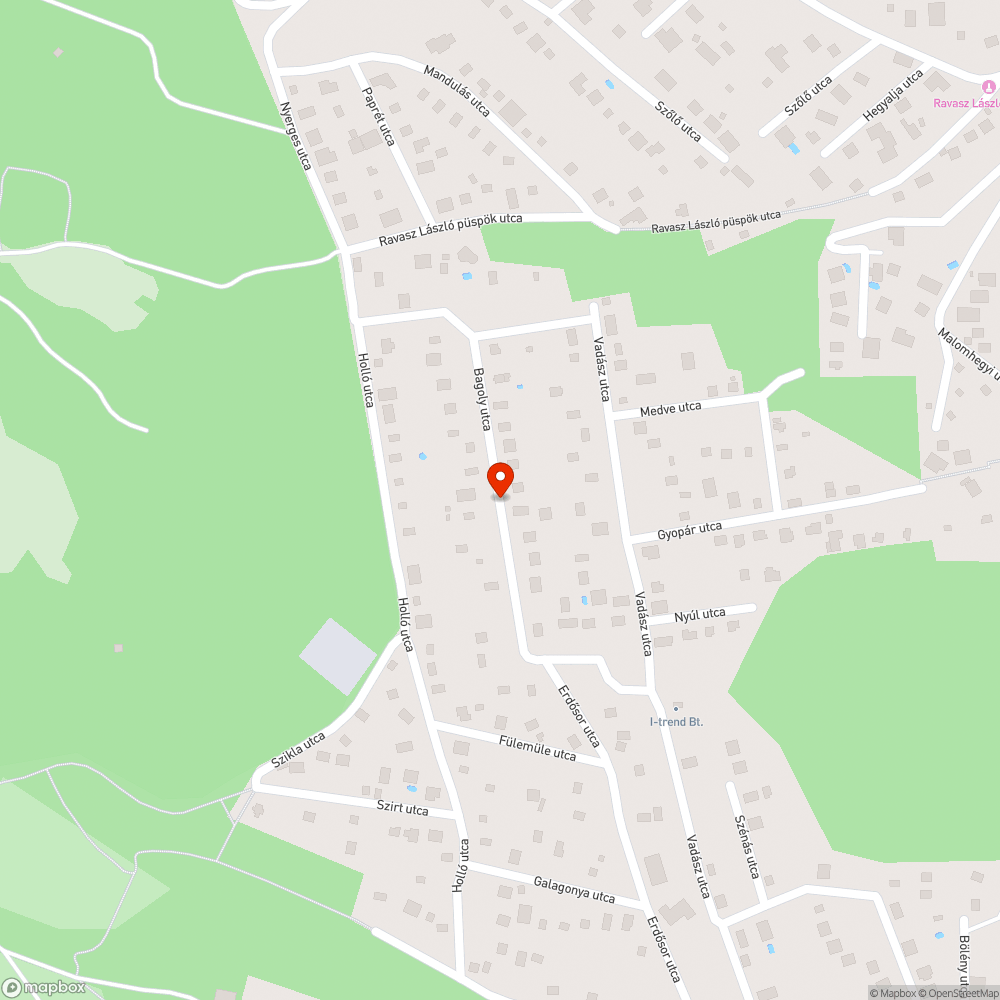 Kátyúk és útszélrepedések Boldogtanyán (Bagoly utca, Bagoly utcából Vadász utcába vezető szakasz, Erdősor utca) bejelentés helye