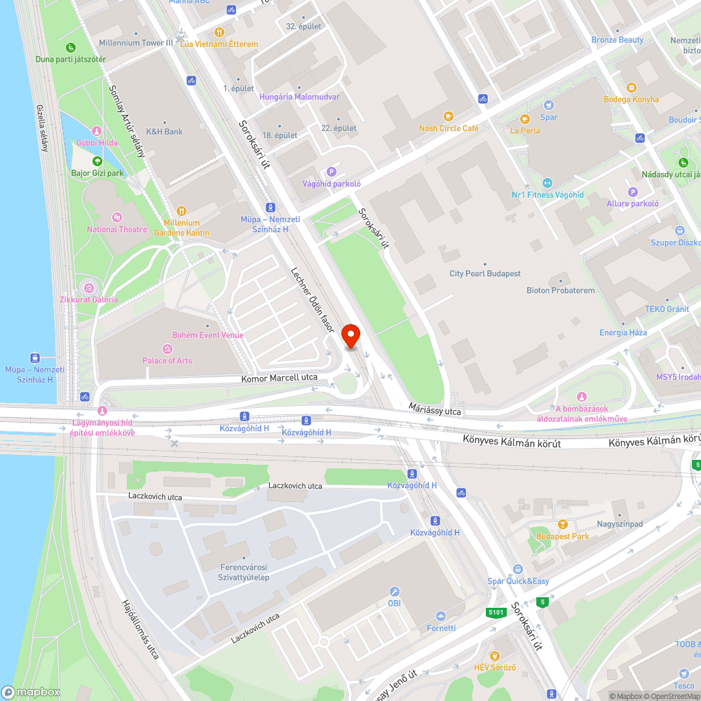 Félbetört KRESZ tábla a MÜPA-nál bejelentés helye