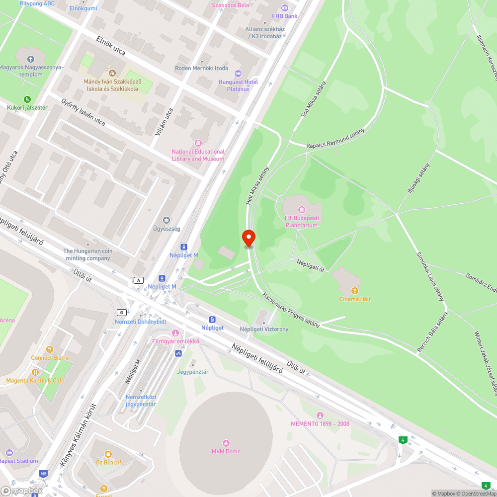 Hiányzó kerékpáros piktogram a Népliget mellett bejelentés helye