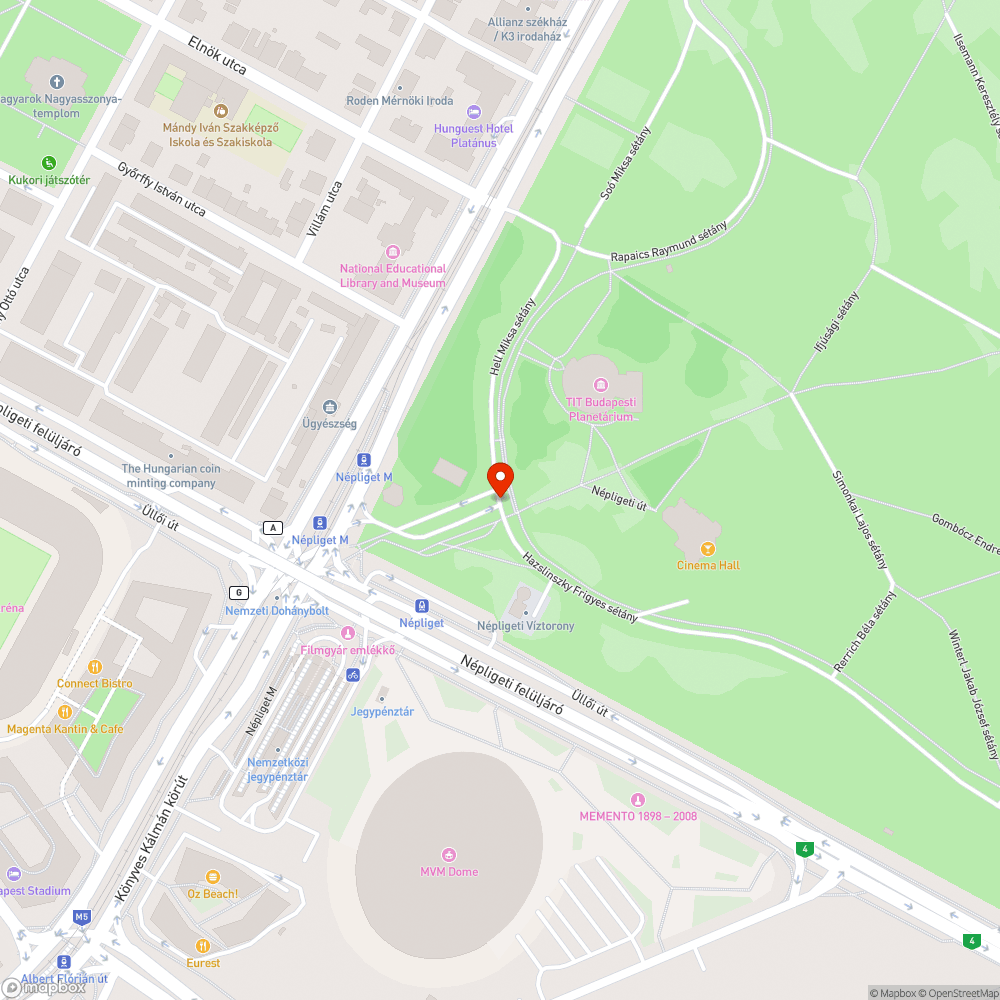 Megkopott kerékpáros átvezetés a Népligetben bejelentés helye