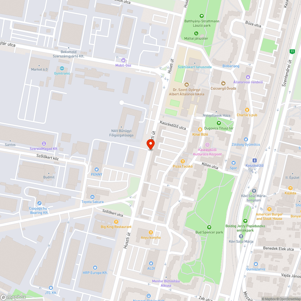 Kátyú - Huszti út 38. bejelentés helye