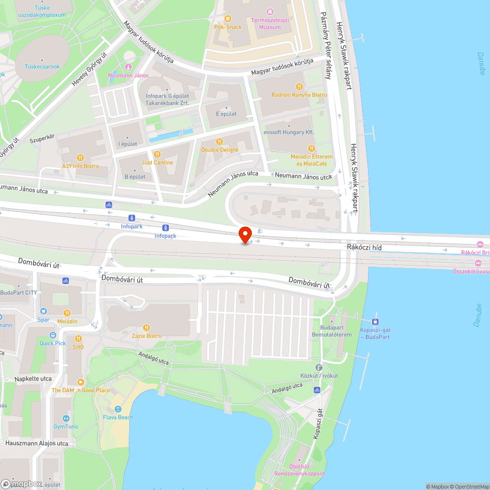 Rákóczi híd, budai felhajtó bejelentés helye