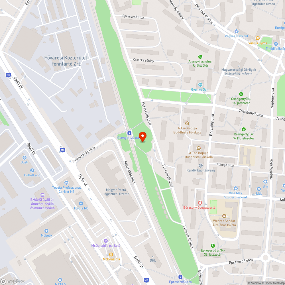 Szemét és patkányok a zöldterületen bejelentés helye