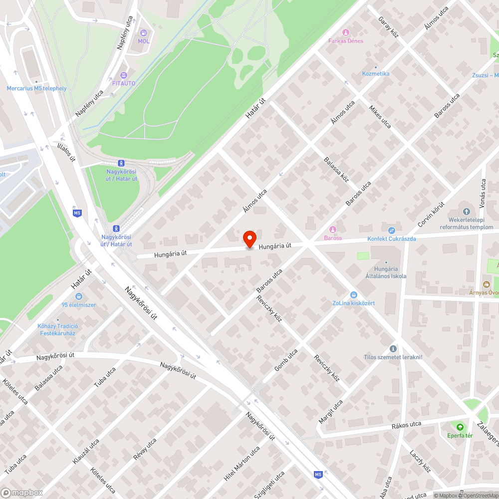 Kátyú az úton bejelentés helye